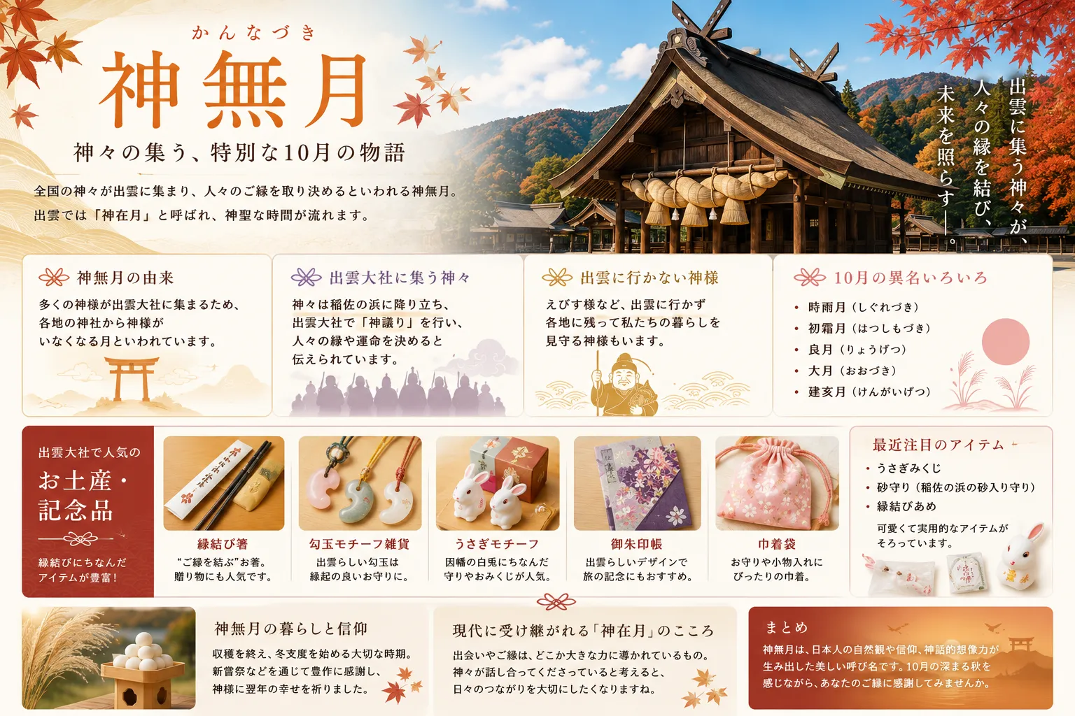 神無月の由来と神々の物語　～出雲に集う神様と残る神様、そして10月の異名たち～