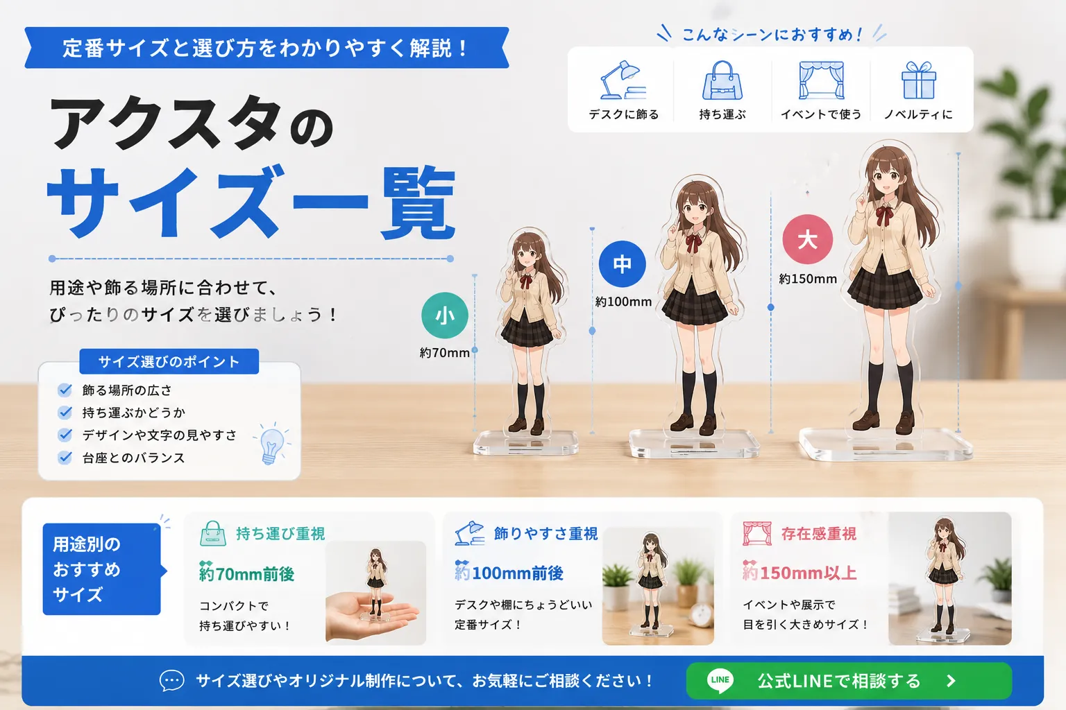 アクスタのサイズ一覧|定番サイズと選び方をわかりやすく解説