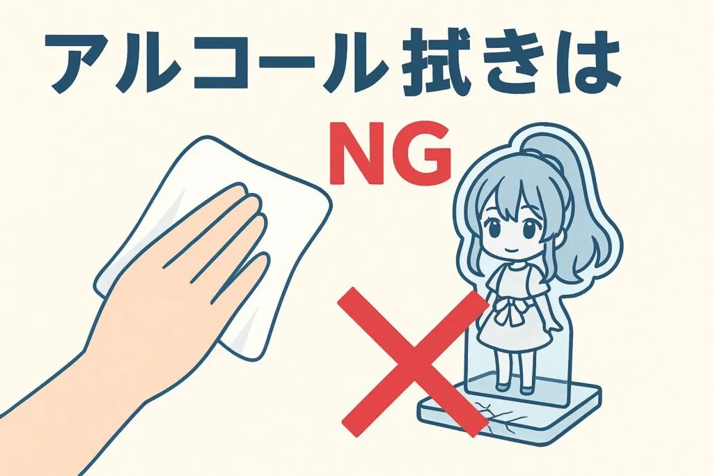 アクスタのお手入れは、「アルコールNG」「優しく拭く」が鉄則。